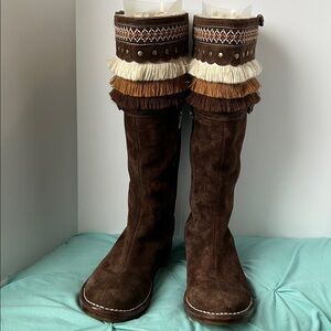 UGGS Over the Knee Boots in Brown and Cream